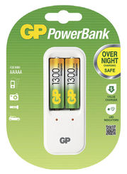 GP Зарядное PowerBank + 2x1300mAh AA