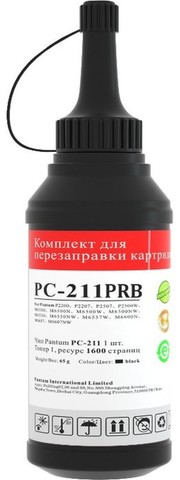Pantum PC-211RB черный флакон 65гр для P2200/2207/2500/6500/6550/6557/6600/6607 1600 страниц Тонер