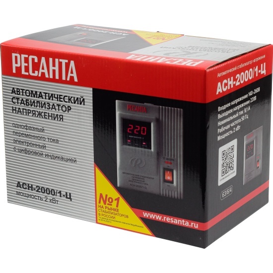 Стабилизатор напряжения Ресанта АСН-2000/1-Ц однофазный серый (63/6/4)