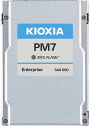 Kioxia PM7-V, 12800GB, 2.5" 15mm, SAS 24G, TLC, R/W 4100/3700 MB/s, IOPs 720K/330K, TBW 70080, DWPD 3 (12 мес.) (KPM71VUG12T8)