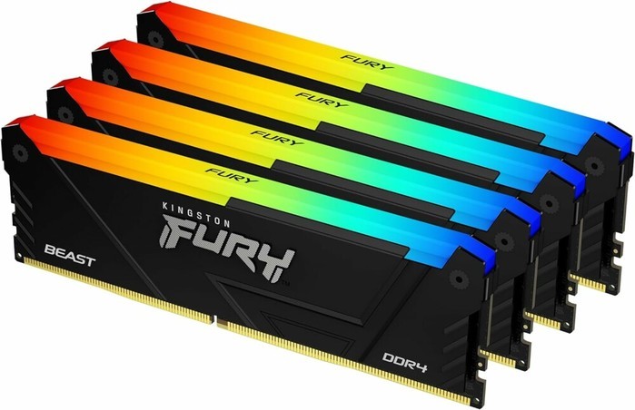 DIMM DDR4 4x8GB Kingston KF436C17BB2AK4/32 Fury Beast RGB RTL Gaming 3600Mhz CL17 1.35В kit single rank с радиатором Ret