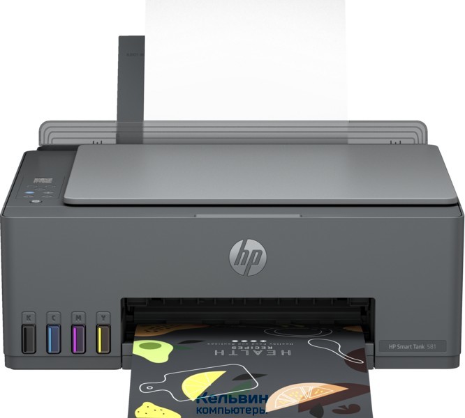 HP Smart Tank 581 A4, цветная печать, 16 стр/мин, 4800x1200 dpi, USB/WiFi/СНПЧ, чёрный корпус (4A8D4A)