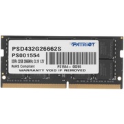 Patriot SO-DIMM DDR4 32Gb PSD432G26662S Signature RTL 2666Mhz CL19 1.2В dual rank