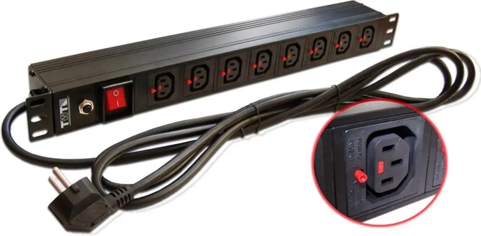 Lanmaster TWT-PDU-10A8C3L-3.0 гор.размещ. 8xC13 базовые 10A Schuko 3м