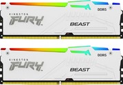 Kingston DIMM DDR5 2x32Gb 64GB 6000Mhz CL40 (Kit of 2) FURY Beast White RGB XMP (KF560C40BWAK2-64)