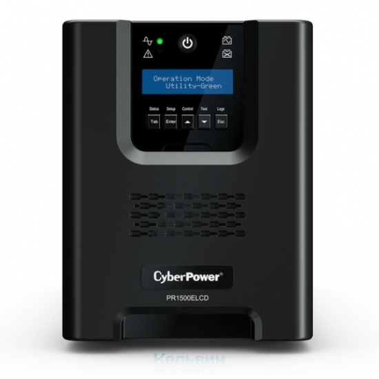 CyberPower PR1500ELCD, Line-Interactive, 1500VA/1350W, 8 IEC-320 С13 розеток, USB&Serial, SNMPslot, LCD дисплей, Black, 0.5х0.3х0.35м., 28.3кг./ UPS Line-Interactive CyberPower PR1500ELCD 1500VA/1350W USB/RS-232/EPO/SNMPslot (8 IEC С13)