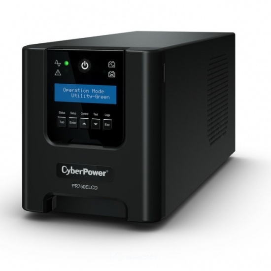 CyberPower PR750ELCD, Line-Interactive, 750VA/675W, 6 IEC-320 С13 розеток, USB&Serial, SNMPslot, LCD дисплей, Black, 0.48х0.27х0.28м., 13.5кг