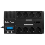 CyberPower BR700ELCD, Line-Interactive, 700VA/420W, 8 Schuko розеток, USB&USB Charger, RJ11/RJ45, LCD дисплей, Black, 0.23х0.33х0.2м., 6.2кг