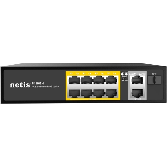 Netis P110GH (L2) 8x100Мбит/с 2x1Гбит/с 1SFP 8PoE 8PoE+ 120W неуправляемый