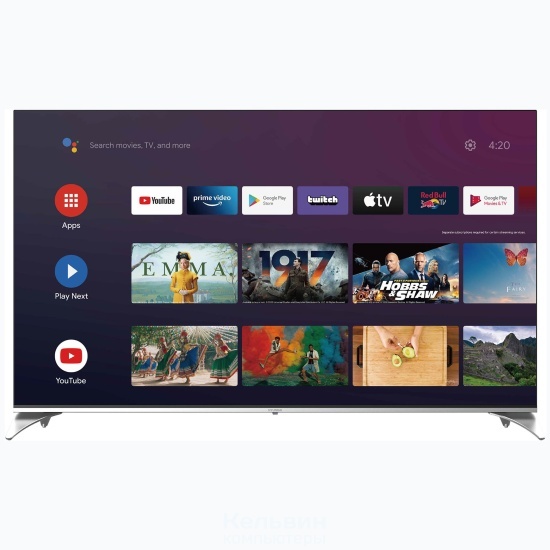 Hyundai 55" H-LED55QBU7500 Android TV Frameless черный/серебристый 4K Ultra HD 60Hz DVB-T DVB-T2 DVB-C DVB-S DVB-S2 USB WiFi Smart TV