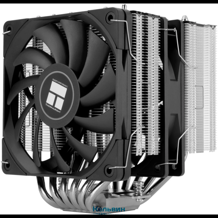 Thermalright Royal Knight 120 SE (4-pin PWM, 155mm, Ni/Cu, 6x6mm, 2x120mm, 66.17CFM/59CFM, 25.6dBA/26.1dBA, 1500RPM/1800RPM, S: 1200, 1700, 1851, 115X, AM4, AM5, silver, black) (RK120-SE)