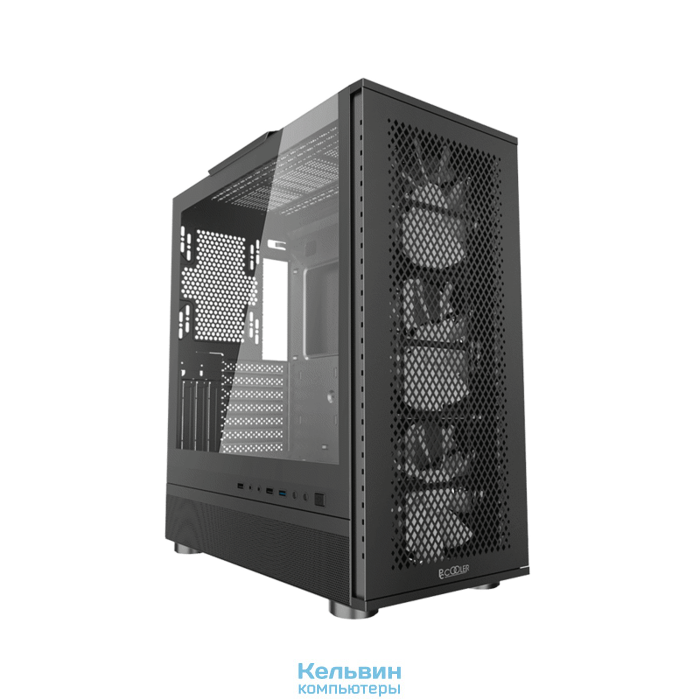 PCCooler ME200 MESH BK, Mesh Full Tower, Black, TG, SPCC, 3x120mm ARGB E-ATX, ATX, mATX, mITX 180/380/220mm 4x2.5", 2x3.5", 7+3xPCI 1xUSB-A 3.0, 2xUSB-A 2.0 432x225x495mm