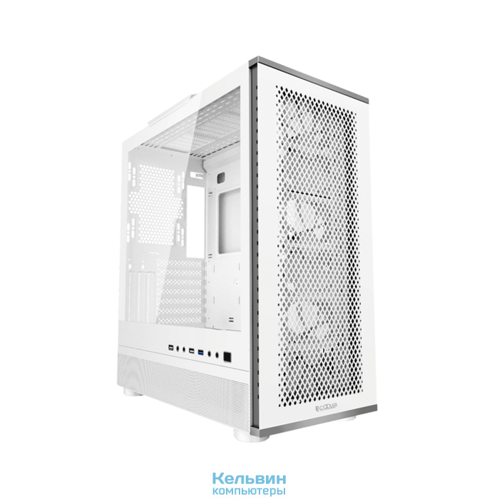 PCCooler ME200 MESH WH, Mesh Full Tower, White, TG, SPCC, 3x120mm ARGB E-ATX, ATX, mATX, mITX 180/380/220mm 4x2.5", 2x3.5", 7+3xPCI 1xUSB-A 3.0, 2xUSB-A 2.0 432x225x495mm