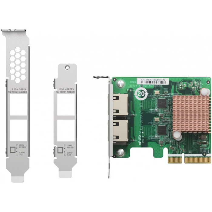 QNAP QXG-2G2T-I225 2-port 2.5 GbE network expansion card, Controller I225-LM, PCIe Gen2 x2, 3 x Brackets included (Full-height, Low-profile and Specialized for QNAP NAS)