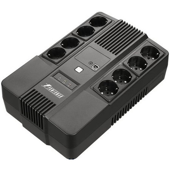 POWERMAN Brick 850 PLUS, линейно-интерактивный, 850ВА, 480Вт, 4 евророзетки с резервным питанием, 4 евророзетки с фильтрацией, USB, защита RJ45/RJ11, батарея 12В 9Ач 1 шт., 293мм х 202мм х 93мм, 5.2 кг./ UPS POWERMAN Brick 850 PLUS, line-interactive,
