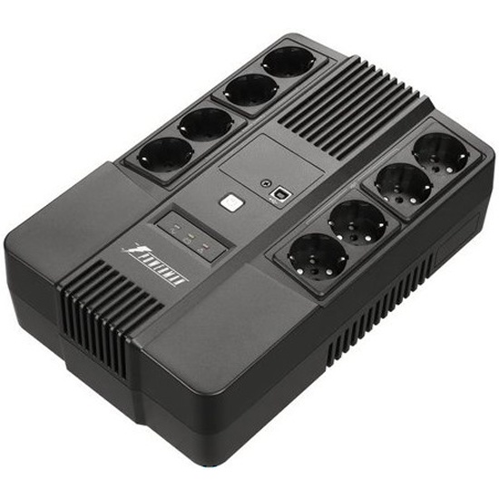 POWERMAN Brick 650 PLUS, линейно-интерактивный, 650ВА, 360Вт, 4 евророзетки с резервным питанием, 4 евророзетки с фильтрацией, USB, защита RJ45/RJ11, батарея 12В 7Ач 1 шт., 293мм х 202мм х 93мм, 4.5 кг./ UPS POWERMAN Brick 650 PLUS, line-interactive,