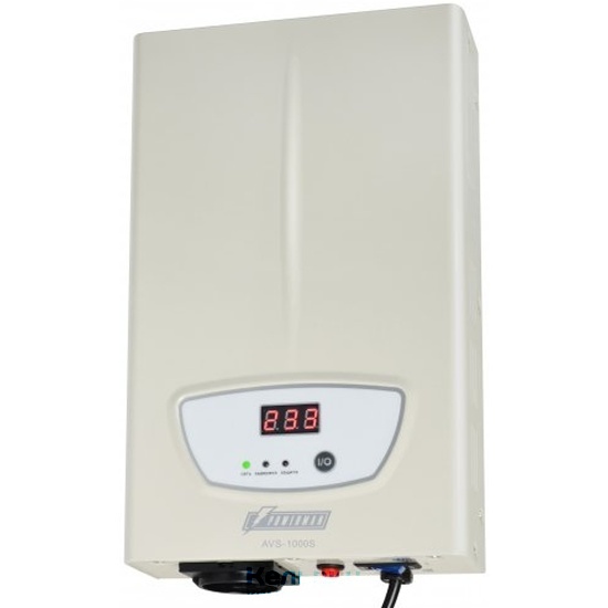 POWERMAN AVS 1000S, ступенчатый регулятор, цифровые индикаторы уровней напряжения, 1000ВА, 140-260В, максимальный входной ток 7А, 1 евророзетка, IP-20, навесного исполнения, 290мм х 175мм х 68мм (POWERMAN AVS-1000S)