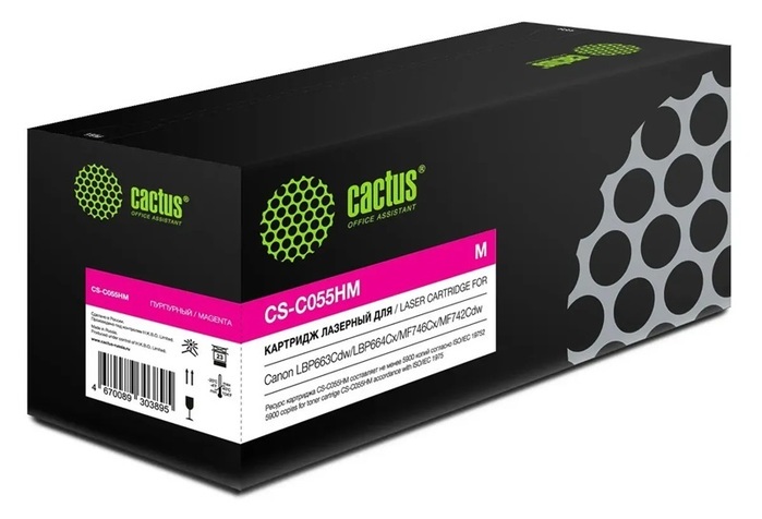 Cactus CS-C055HM 055 H M пурпурный (5900стр.) для Canon LBP663Cdw/LBP664Cx/MF746Cx/MF742Cdw/MF744Cdw