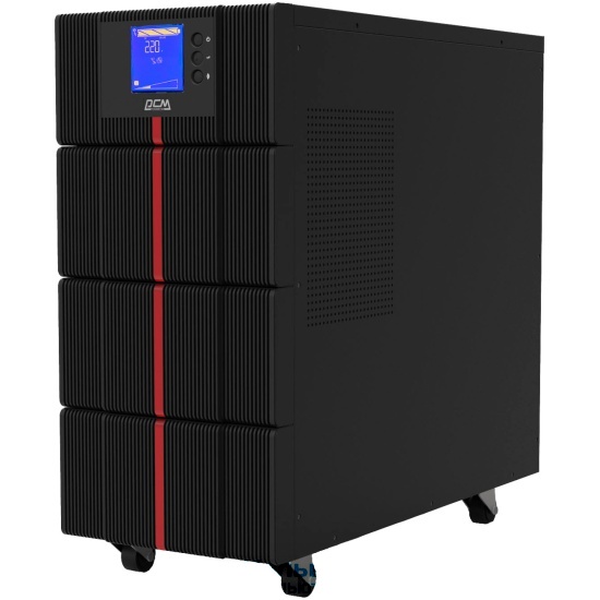 Powercom MAC-6000, двойного преобразования, 6KВА, 6KВт, LCD, Tower, 8 розеток IEC320 C13 с резервным питанием, 2 розетки C19, клеммная колодка, USB, RS-232, слот под SNMP карту, EPO, защита RJ45, ШхГхВ 257х590х570мм., вес 78кг./ UPS Powercom MAC-6000,