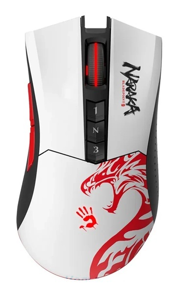 A4Tech Bloody R90 Plus Naraka белый/рисунок оптическая 5000dpi беспров. USB 7but
