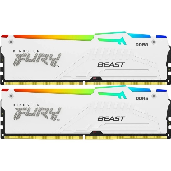 DIMM DDR5 2x16Gb Kingston KF564C32BWEAK2-32 Fury Beast RGB White 6400Mhz CL32 1.4В kit dual rank с радиатором