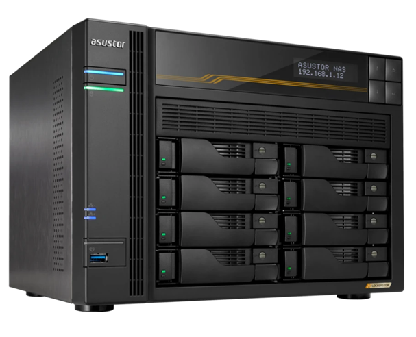 СХД ASUSTOR AS6808T 8 Bay (Max.20) 4xM.2 2x5GLAN 2x10GLAN 16GB (Max.64GB) DDR5 2xUSB-C 3xUSB (90IX01T8-BW3S00)