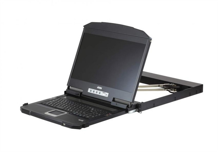 КВМ консоль ATEN 18.5" CL3800NW-ATA-RG Ultra Short Depth Dual Rail WideScreen LCD Console (USB, HDMI / DVI / VGA, 1920x1080)