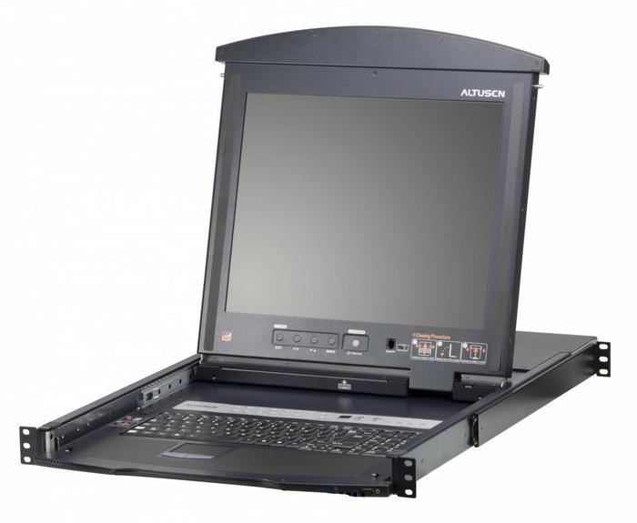 КВМ переключатель ATEN KL1516AM (KL1516AM-AXA-RG) 16P CAT-5 HIGH DENSITY DUAL RAIL LCD KVM