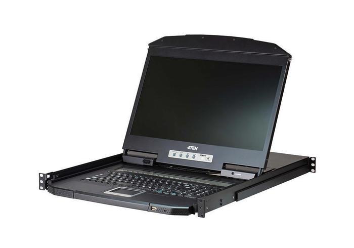 КВМ консоль ATEN CL3108NX (CL3108NX-ATA-RG) 18.5" 8-Port PS/2-USB VGA Single Rail WideScreen LCD KVM Switch