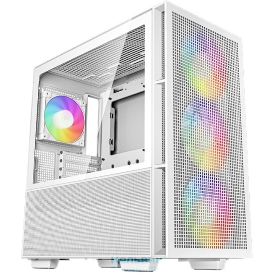 Deepcool CH560 WH белый боковое окно (закаленное стекло), 3x140мм ARGB вентилятор спереди и 1x120мм ARGB вентилятор сзади, белый, ATX