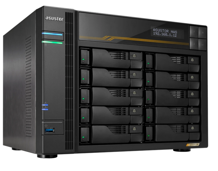 СХД ASUSTOR AS6810T 10-Bay NAS/AMD Ryzen V3C14 2,3GHz/16GB DDR5, noHDD(HDD,SSD)/2x5,2х10,Gbe(LAN)/3xUSB3.2,Type-C, 90IX01T0-BW3S00
