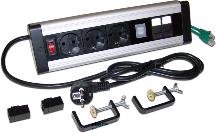Lanmaster LAN-WA-DC/3G+2UC+2C6 гор.размещ. 3xSchuko 2xUSB 2xRJ45 базовые 16A Schuko 3м
