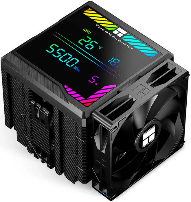 Thermalright Peerless Assassin 140 Digital Black (4-pin PWM, 165mm, Ni/Cu, 6x6mm, 1x120mm + 1x140mm, 82.CFM, 29.6dBA, 1850RPM, S: 1200, 1700, 1851, 115X, 2011, 2066, AM4, AM5, black) (PA140-DG-BL)