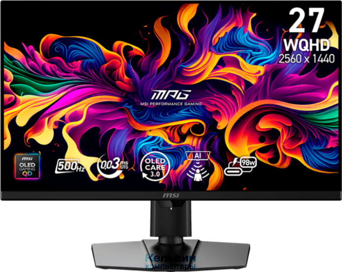MSI 26.5" MPG 271QR QD-OLED X50 черный QD OLED LED 0.03ms 16:9 HDMI M/M матовая HAS Piv 1500000:1 250cd 178гр/178гр 2650x1440 500Hz DP 2K 8кг (9S6-3CF49T-011)