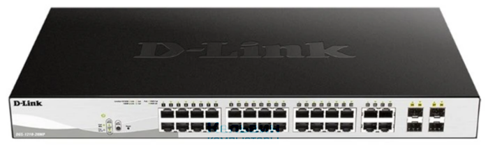 D-Link DGS-1210-28MP/F3A Настраиваемый L2 коммутатор с 24 портами 10/100/1000Base-T и 4 комбо-портами 100/1000Base-T/SFP (24 порта PoE 802.3af/at, PoE-бюджет 370 Вт)