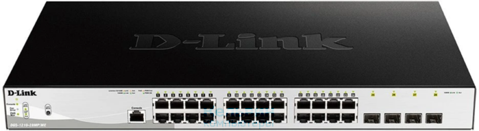 D-Link DGS-1210-28MP/ME DGS-1210-28P/ME/B2A (L2) 24x1Гбит/с 4xКомбо(1000BASE-T/SFP) 4SFP 24PoE 370W управляемый