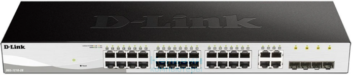 D-Link DGS-1210-28/FL2A Управляемый L2 коммутатор, 24x1000Base-T, 4xCombo 1000Base-T/SFP, защита от статического электричества до 6 кВ, CLI
