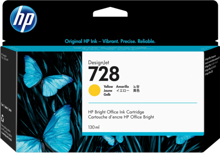 HP 728 F9J65A жёлтый (130мл) для HP DJ T730, T830