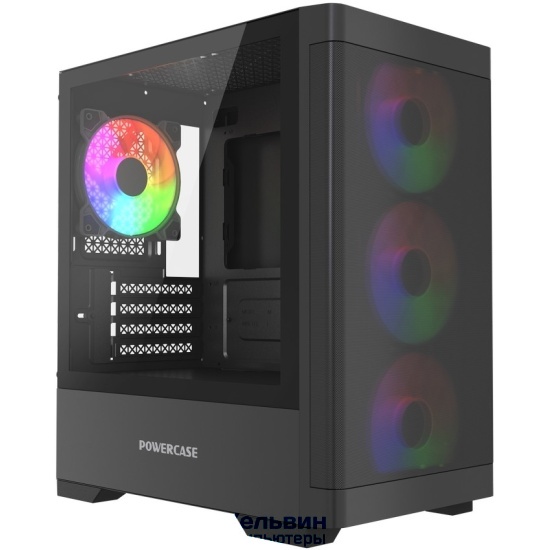 Powercase Mistral Micro A13B, Tempered Glass, 4x120mm FRGB fan, чёрный, mATX (CMMA13B-L4)