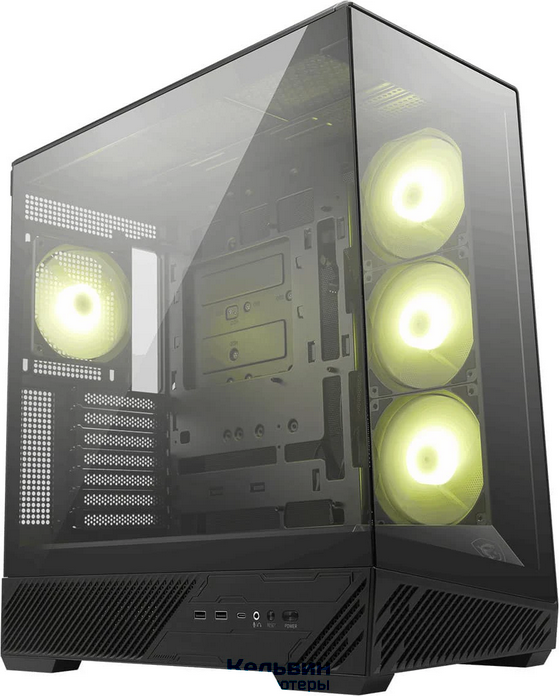 MSI MAG PANO 130R PZ Black 2xUSB 3.2 Gen 1, 1xUSB 3.2 Gen2 Type-C, 3x120mm ARGB Reverse Blade Fan, 1x120mm ARGB Fan, 1 to 3 Fan PWM Splitter, Tempered Glass Window (306-7G32R21-HH9)