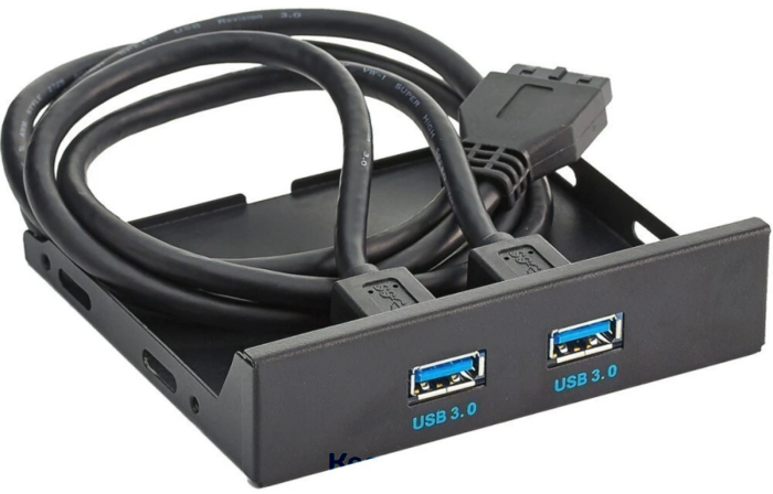 Exegate EX280446RUS Планка USB на переднюю панель Exegate U3H-615, 3,5", 2*USB 3.0, черная, подсоединение к мат. Плате