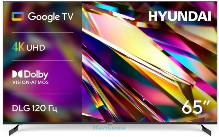 Hyundai 65" H-LED65BU7011 Google TV Frameless Metal черный 4K Ultra HD 60Hz MEMC DVB-T DVB-T2 DVB-C DVB-S DVB-S2 USB WiFi Smart TV