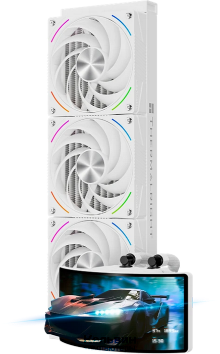 Thermalright Rainbow Vision 360 Turbo White (360mm, LED, ARGB/ Fans: 3x120mm, 120.38CFM, 44.7dBA, 3000RPM/ Pump height 86mm, 6400RPM, Rad thickness 27mm/ S: 1700, 1200, 1851, 115X, 2011, 2066, AM5, (R-VISION-TURBO-WH-360-ARGB)