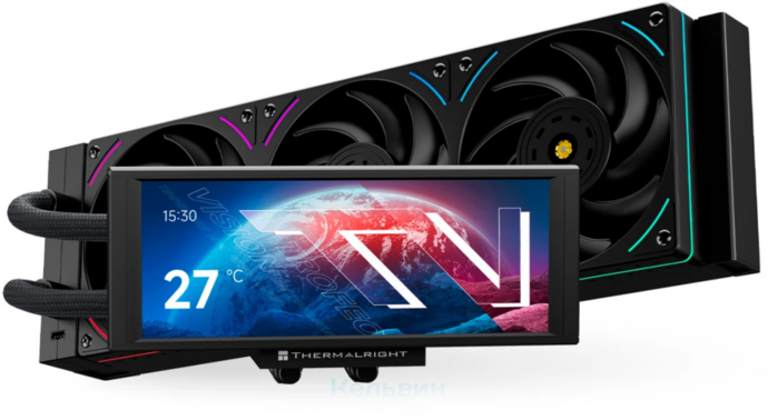 Thermalright Trofeo Vision 360 ARGB Black (360mm, LED, ARGB/ Fans: 3x120mm, 69CFM, 27dBA, 2150RPM/ Pump height 102mm, 6400RPM, Rad thickness 27mm/ S: 1700, 1200, 1851, 115X, 2011, 2066, AM5, AM4) (T-VISION-BL-360-ARGB) (TRF-VISION-360-BL)