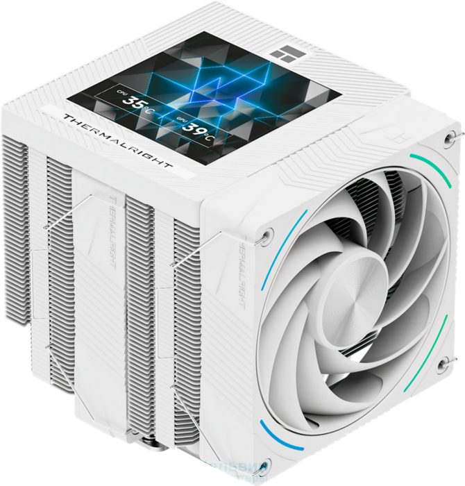Thermalright Phantom Spirit 120 Vision SNOW ARGB (4-pin PWM, LED, 160mm, Ni/CU, 7x6mm, ARGB, 2x120mm, 92CFM, 36dBA, 2150RPM, S: 1851, 1700, 1200, 115X, AM5, AM4) (PS120-V-SNOW)