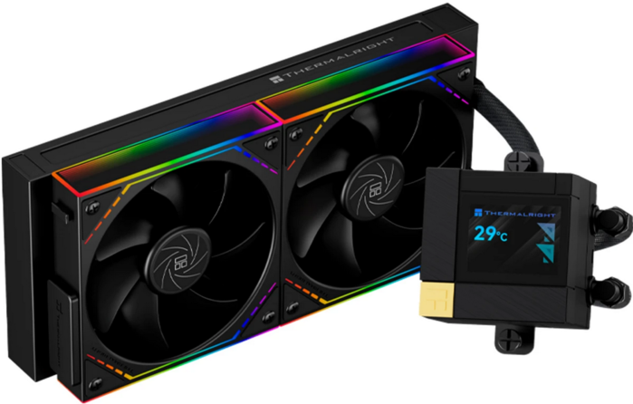 Thermalright Core Matrix 240 Vision Black ARGB (240mm, LED, Fans: 2x120mm, 68.9CFM, 28.2dBA, 2000RPM/ Pump height 64.4mm, Rad thickness 27mm/ S: 1700, 1200, 1851, 115X, AM5, AM4) (C-MATRIX-VISION-BL-240-ARGB)