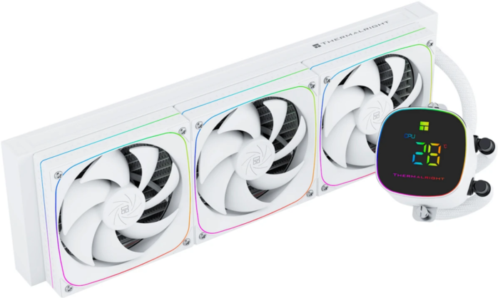 Thermalright Frozen Horizon 360 Digital White ARGB(360mm, LED temp., Fans: 3x120mm, 68.9CFM, 28.2dBA, 2000RPM/ Pump height 53.2mm, Rad thickness 27mm/ S: 1700, 1200, 1851, 115X, AM5, AM4) (F-HORIZON-DIGITAL-WH-360-ARGB)