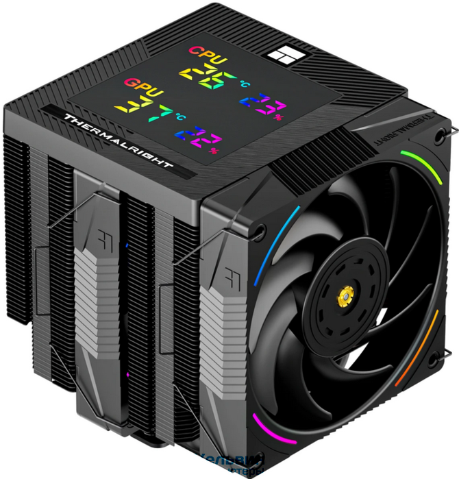 Thermalright Phantom Spirit 120 Digital EVO Black (4-pin PWM, LED temp., 160mm, Ni/CU, 7x6mm, ARGB, 2x120mm, 69CFM, 27dBA, 2150RPM, S: 1851, 1700, 1200, 115X, AM5, AM4) (PS120-DG-EVO)
