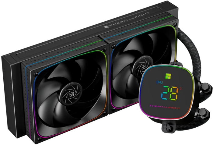 Thermalright Frozen Horizon 240 Digital Black ARGB (240mm, LED temp., Fans: 2x120mm, 68.9CFM, 28.2dBA, 2000RPM/ Pump height 53.2mm, Rad thickness 27mm/ S: 1700, 1200, 1851, 115X, AM5, AM4) (F-HORIZON-DIGITAL-BL-240-ARGB)