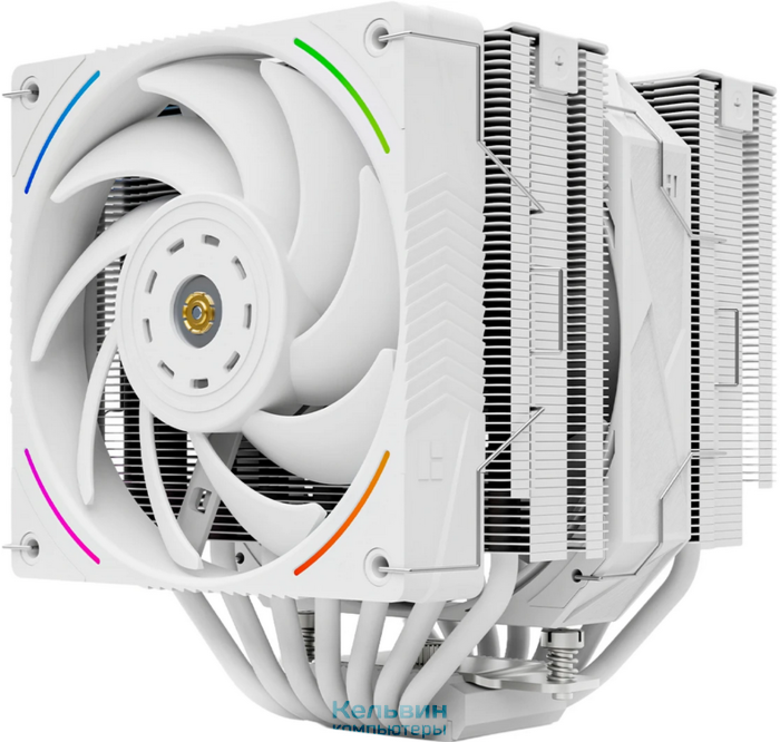 Thermalright Royal Pretor 130 Ultra White (4-pin PWM, 158mm, Ni/Cu, 7x6mm, 1x120mm ARGB +1x130mm, 69CFM/81.88CFM, 27dBA/28.3dBA, 2150RPM/1750RPM, S: 1200, 1700, 1851, 115X, 2011, 2066, AM4, AM5, white) (RP130-U-WH)